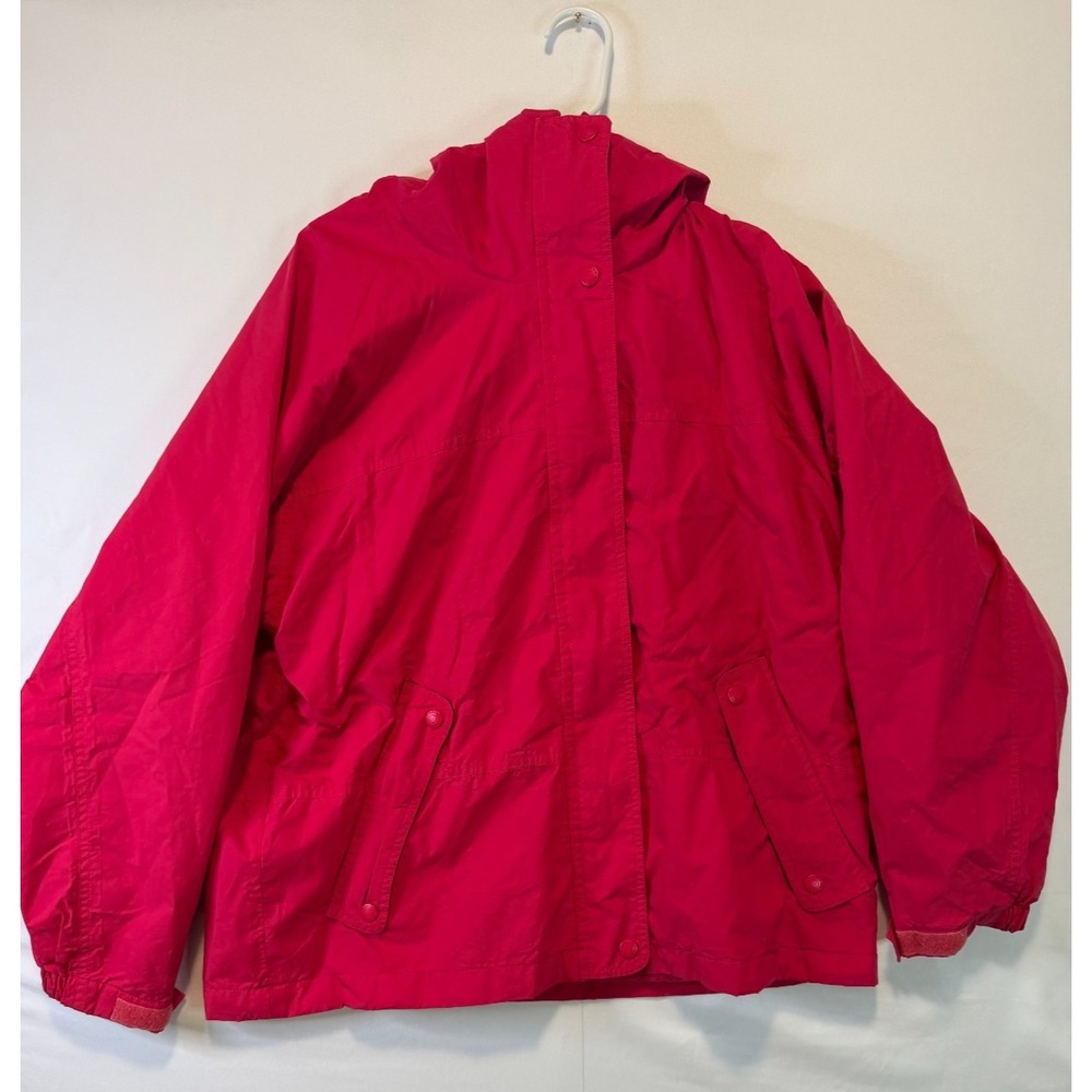 Vintage Eddie Bauer Pink Windbreaker Women's Size Medium Nylon Zip Hood Pockets‎